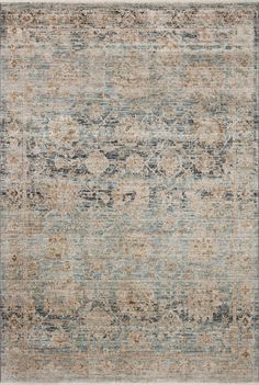 an area rug with blue and beige colors