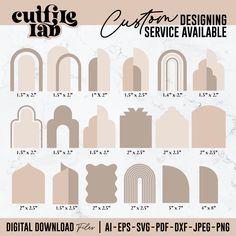 the cut file for cutting paper with different shapes and sizes, including an arched arch