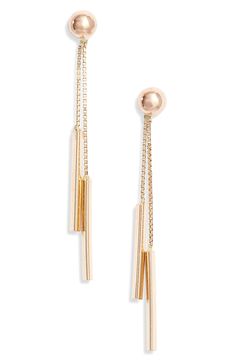 A duo of slim bars strike a modern chord in these swingy drop earrings handcrafted in 14-karat gold. Style Name:Bony Levy Double Bar Drop Earrings (Nordstrom Exclusive). Style Number: 5862861. Available in stores. Dulong Jewelry, 14k Gold Dangle Linear Earrings For Evening, Modern Gold-tone Drop Linear Earrings, Modern Rose Gold Linear Earrings For Formal Occasions, 14k Gold Long Drop Linear Earrings, Gold-tone Long Drop Linear Earrings, Modern Gold-tone Linear Earrings, Modern Gold-tone Dangle Linear Earrings, Modern Gold-tone Linear Drop Earrings