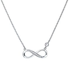 CUSHIONBLUE Fashion Jewelry 14k Gold Infinity Diamond Necklace, Twisted Knot Crisscross Crossover, Silver Necklace Pendant, Eternity Infinity Love. This is a beautiful White Gold Diamond Infinity Pendant Necklace is set in real 14K solid gold. You can also choose if you want this Necklace in 10K and 925 Silver. ➽ 𝐏𝐞𝐧𝐝𝐚𝐧𝐭 𝐉 💎Diamond Detail: 10pcs 💎Diamond Color: H-I 💎Diamond Clarity: I1-I2 💎Diamond Weight: 0.09ct 💎Item Weight: 3.60g ⛓️ Chain length: 𝟏𝟖" 𝐢𝐧𝐜𝐡 𝐜𝐚𝐛𝐥𝐞 𝐜𝐡𝐚𝐢 Sterling Silver Infinity Necklace In White Gold, Infinity Necklace With Diamond Accents In Cubic Zirconia, Infinity Shaped Cubic Zirconia Necklace With Diamond Accents, Cubic Zirconia Infinity Necklace With Diamond Accents, Sterling Silver Infinity Necklace Fine Jewelry, Fine Jewelry Infinity Shape For Formal Occasions, Formal Infinity Necklace With Adjustable Chain, White Gold Infinity Jewelry For Formal Occasion, Formal Infinity Clavicle Chain Jewelry