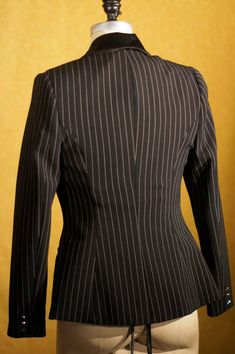 Pinstripes and BrocadeCustom Women's Tuxedos | Etsy Formal Blazer With Vertical Stripes And Notch Lapel, Pinstripe Tuxedo Suit For Work, Formal Notch Lapel Blazer With Vertical Stripes, Pinstripe Tuxedo Suit, Formal Pinstripe Blazer With Suit Collar, Tailored Vertical Stripes Blazer For Formal Occasions, Striped Double Breasted Suit For Tailoring, Classic Tailored Pinstripe Double Breasted Suit, Striped Fitted Suits For Business