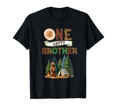 PRICES MAY VARY. Funny campfire design for RV camping. Great for outdoors forestry themed parties and camper or RV families. People who love camper or camp, smores, hiker, hike, hiking, parks, woods, tent, tents, road trip, travel, and adventure will love this tee. One Happy Brother - Brother of The Happy Camper birthday shirt, Boho Camping Matching family shirts perfect for a first birthday, a cake smashing shirt, or adventure and outdoor themed bday parties. Tent camping forest tee for kids, m Camp Smores, First Birthday Camping, Campfire Design, Boho Camping, Camping Forest, Birthday Camping, Happy Sisters, Brother Brother, Road Trip Travel