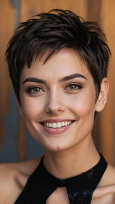 Discover trendy short hair cut ideas for women including medium length styles with bangs for round faces This tutorial is perfect for women with thinner hair looking for fresh ideas for round face shapes Short Pixie With Short Bangs, Pixie Bangs Short, Short Hair With Color Ideas, Short Hairstyle For Thinner Hair, Short Haïr Cut For Round Face, Discover Style Ideas, Short Hairstyle Women 2024, Super Short Pixie, Pixie Hair Cuts