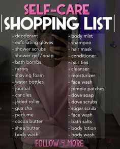 Personal Hygiene Shopping List, Skin Care Shopping List, Self Hygiene Tips, Shopping For Glow Up, Shower Tips To Smell Good, Body Hygiene Products List, Smell Good Combo Fruity, Selfcare Shopping List, Self Care Products Hygiene List