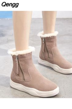 Qengg Winter Snow Boots Women Ankle Boots Genuine Leather Warm Shoes Winter Women Ankle Boots Female Snow Booties A1667 Shoes Winter Women, Suede Flat Boots, Winter Snow Boots Women, Summer Shoes Wedges, Cheap Ankle Boots, Women Slippers Fashion, Boots Female, Flat Heel Boots, Warm Snow Boots