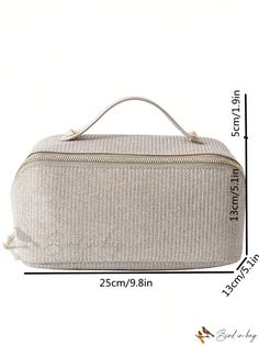 Bird in Bag - Fashionable Zippered Makeup Bag with Top Handle by Colo Elegant Square Cosmetic Bag For Travel, Elegant Large Capacity Rectangular Cosmetic Bag, Elegant Pouch Box Bag For Errands, Beige Portable Rectangular Cosmetic Bag, Large Capacity Rectangular Chic Cosmetic Bag, Chic Large Capacity Rectangular Cosmetic Bag, Chic Rectangular Large Capacity Cosmetic Bag, Elegant Large Capacity Cosmetic Bag, Portable Rectangular Beige Cosmetic Bag