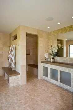 the bathroom is clean and ready to be used for someone's home or business