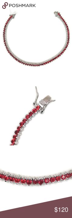 white gold layer tennis bracelet red cz rows New White Gold Layered Tennis Bracelet Two prong basket round red CZ  Metal :	White Gold layered   Stone Type : Cubic Zirconia  Approximate Width : 0 . 1 4 " inch ( 3 . 6 mm )  Approximate Length : 7 . 8 " inch ( 198 mm )  Item # : KM09241946-SB-SS21446 3 Royal Dazzy Jewelry Bracelets Tennis Bracelet, Womens Jewelry Bracelets, The Row, 4 Inch, Cubic Zirconia, Jewelry Bracelets, Tennis, White Gold, Women Jewelry