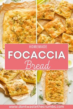 homemade focaccia bread with herbs on top