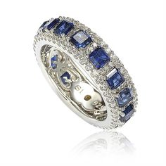 Suzy Levian Sterling Silver Sapphire and Diamond Modern Eternity Band Modern Eternity Band, Levian Jewelry, Sapphire Eternity Ring, Fancy Stones, Fancy Diamonds, Eternity Ring Diamond, Brown Diamond, Blue Sapphire Rings, Best Diamond