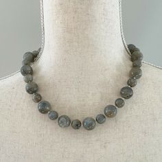 Round Smooth Graduated Gray Labradorite Bead Necklace Sterling Lobster Clasp Hand Knotted Large Beads Are 15 Mm, Smaller Are 11 Mm Beaded Part Is 17.25" Fully Stretched, Extension Chain Is 2" Lobster Clasp Marked "925" Very Good Pre-Owned Condition, Stones Have Natural Imperfections Large Beads, Labradorite Beads, Bead Necklace, Womens Jewelry Necklace, Lobster Clasp, Labradorite, Hand Knotted, Beaded Necklace, Jewelry Necklaces