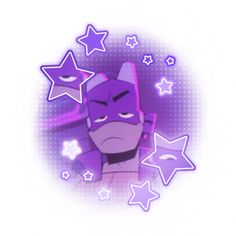 an image of a cartoon character with stars on it's face and purple background