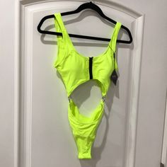 Brand New With Tags On. 82% Nylon 18% Spandex. Color Neon Forever Young, Green Yellow, Womens Swim, Size 4, Neon, Spandex, Brand New, Tags, Yellow