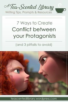 two dolls with red hair and the words, 7 ways to create conflict between your protag