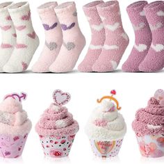 Adorable Super Soft Cozy Cupcake Socks!! The Cutest Gift For The Girls In Your Life! Great Stocking Stuffer!! Also Slumber Party Favors, Mothers Day, Valentines, Bridesmaid Party Favors. Size 5-9 You Will Receive One Pair In Cute Clear Gift Box. Ready For Gift Giving!! Cute Super Soft Socks For Indoor, Cute Super Soft Indoor Socks, Super Soft White Socks For Loungewear, White Super Soft Socks For Loungewear, Sweet Pink Socks For Gifts, Cute Super Soft Socks For Gift, Pink Super Soft Socks For Gift, Cozy Pink Socks For Gifts, Soft Pink Socks For Gift