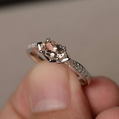 This is a gorgeous handmade creation. Its beauty is its simplicity & Elegance. The 5*7 mm oval shape faceted natural morganite is crafted in solid sterling silver and with rhodium plated. All item is sent in a beautiful gift box If you have any idea of design your ring,pls contact me directly. You can realize more lovely stuff clicking the link https://www.etsy.com/shop/knightjewelry?refshopsection_shophome_leftnav Please leave the correct address and you phone number for delivering successf Pink Morganite Ring, Pink Engagement Ring, Oval Cut Engagement Ring, Pink Morganite, Morganite Ring, Pink Gemstones, Pink Ring, Beautiful Gift Boxes, Morganite