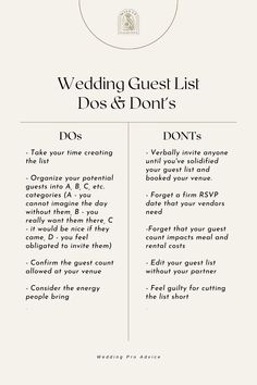 the wedding guest list for dogs and don'ts