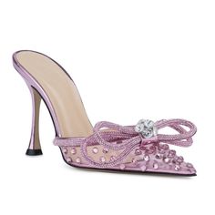 Mach & Mach Double-Bow Crystal-Embellished Pvc Mules In Pink. Never Worn. Size It37 - Runs A Little Small. Fits Size 6. Dust Bag And Box Included. Slip On Composition: 97% Pvc, 3% Calf Leather Upper, 100% Kid Leather Lining And Sole Made In Italy Product Code 867741 Luxury Crystal Embellished Heels For Spring, Luxury Rhinestone Heels For Spring, Feminine Rhinestone Heels For Spring, Spring Gala Heels With Rhinestones, Spring Gala Rhinestone Heels, Chic Crystal-embellished Heels, Chic Crystal Embellished Heels, Pink Rhinestone Heels For Cocktail, Pink Crystal Embellished Heels