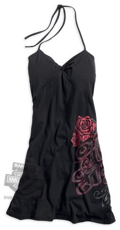 Harley-Davidson® Womens Roses Pattern with Rhinestones Black Dress Harley Davidson Shirts, Harley Gear, Мотоциклы Harley Davidson, Vintage Harley Davidson Shirt, Harley Davidson Knucklehead, Harley Davidson Clothing, Harley Davidson Fatboy, Classic Harley Davidson, Harley Davidson Bike