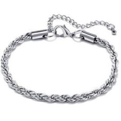 7 inches + 2 inch extenderMaterial: Stainless SteelWaterproof - Sweat Proof - Hypoallergenic - Tarnish Resistant Silver Chain Bracelet, Sweat Proof, Rope Chain, Silver Bracelets, Chain Bracelet, Mens Bracelet, Silver Bracelet, Bracelet, Chain