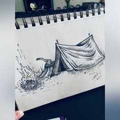 Follow me for more 😉 Drawing Images Pencil, Cosy Tent, Easy Pencil Drawing, Micron Pen Art, Drawing Dragon, Landscape Pencil Drawings, Dotted Drawings, Pencil Drawing Images