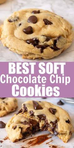 the best soft chocolate chip cookies are made with only 3 ingredients and they're so good to eat