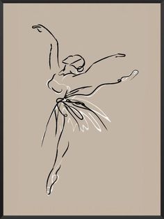 a black and white drawing of a ballerina