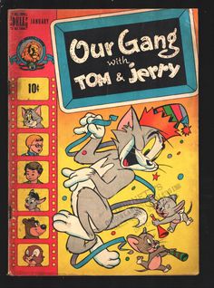 Our Gang #54 1949- Tom & Jerry-Barney Bear-Flip 'n' Dip and more-Based on The MGM cartoon-VG   -Tom and Jerry. -Barney Bear-Flip 'n' Dip and more -Based on The MGM cartoon -Old store stamp on cover   Grade: VG   SKU: EB-30-013 Our Gang, Dell Comic, Tom Jerry, Saturday Morning Cartoons, Tom And Jerry, Golden Age, Comic Book, Graphic Novel, Dip