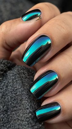 "Transform your manicure with reflective chrome nails in dark charcoal. The subtle shimmer adds a sophisticated and futuristic touch, making this design ideal for any bold fashionista! #MetallicNails" Gray Chrome Nails, Gunmetal Nails, Dark Chrome Nails, Classic Caesar Salad, Trendy Nail, Metallic Nails, Shaker Bottle, Gunmetal Grey, Types Of Nails