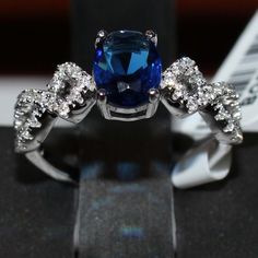 Sterling Silver 925 Rhodium Plated Sapphire Center Cz Stone Ring With Cz Shank Jewelry Blue, Ring Color, Cz Ring, Jewelry Sterling Silver, Rings Engagement, Jewelry Rings Engagement, Cz Stone, Stone Ring, Stone Rings