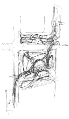 this is an image of a drawing of a table and chair in black and white