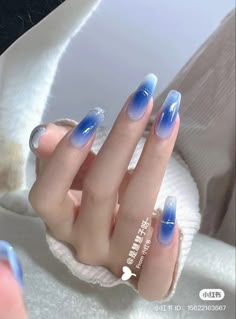 Purple Blush Nails, Blue Blush Nails, Blue Douyin Nails, Type Nails, Nails Design Ideas, Baby Pink Nails, Airbrush Nails, Different Meaning