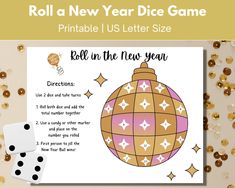 roll a new year dice game printable for kids to play in the new year