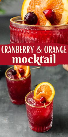 cranberry and orange mocko cocktail in glasses