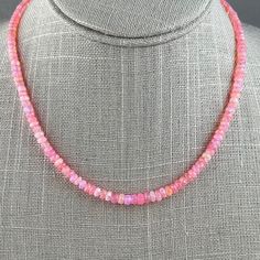 These Strands Of Aaa Pink Ethiopian Opal Beads Are The Perfect Pop Of Color To Add To Your Neck Mess! These Beautiful Pink Opal Beads Shimmer And Have Iridescent Specks Throughout. Truly Lovely And Unique Necklace Measures 16" + 3" Extender 18k Gold Plated Chain ~Fire Opals Are Believed To Facilitate A Connection With Higher Realms And Enhance Spiritual Consciousness. Opals, In General, Have Been Associated With Protective Qualities. Some Believe That Ethiopian Fire Opal Can Offer Protection Fro Pink Beaded Rondelle Necklaces, Pink Rondelle Single Strand Beaded Necklace, Handmade Pink Rondelle Beaded Necklaces, Neck Mess, Spiritual Consciousness, Rose Quartz Necklace Pendants, Pink Fire, Hexagon Necklace, Fire Opals