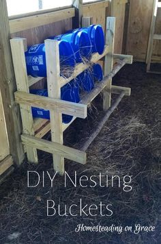 the cover of diy nesting buckets is shown in front of a wooden fence