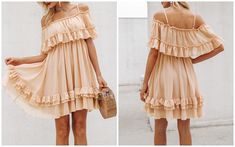 FREE SHIPPING Women Off Shoulder Ruffle Dress JKP1652 Beige Chiffon Party Dress With Ruffles, Beige Chiffon Dress With Ruffles For Party, Casual Flowy Chiffon Dress With Ruffles, Casual Chiffon Dress With Ruffles, Beige Chiffon Dress With Ruffles, Off-shoulder Chiffon Mini Dress With Ruffles, Beige Chiffon Mini Dress With Ruffles, Feminine Sheer Chiffon Summer Dress, Beige Ruffled Chiffon Dress For Spring