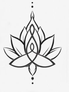 a black and white drawing of a lotus flower