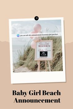 editable digital pregnancy announcement summer baby announcement- baby girl beach announcement theme Gender Reveal Unique, Gender Reveal Announcement