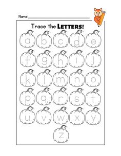 trace the letters worksheet with pumpkins