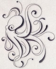 an intricate design is shown on the back of a white sheet with black swirls