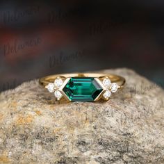 Jewelry Information: ♡ Handmade, high-quality item ♡ Material: 925 Sterling Silver/ Platinum/ SOLID 10K/14K/18K GOLD ( can be made in yellow/white/rose gold ) ♡ Center stone: Lab Created Green Emerald ♡ Size/Weight: 5*9mm, 1.2ct ♡ Cut: Hexagon Cut ♡ Side stones: Moissanite ♡ Total carat weight: About 0.21ct ♡ Clarity: VS ♡ Color: EF ♡ Cut: Round Cut ♡ Band Width: Around 1.6mm ♡Please choose the moss agate you like and remember the number, and select the corresponding moss agate number in the options when you place your order. ✶PRODUCTION✶ We are jewelry artisans and manufacturers. Every Jewelry is made from the very scratch, and made by hand and carefully polished especially for you. ✶Each order comes carefully packaged & gift wrapped. ------Every purchase includes a beautiful jewelry boxe 14k Gold Asscher Cut Diamond Ring With Gemstone, 14k Gold Jewelry With Asscher Cut Gemstone, 14k Gold Cluster Ring With Emerald Cut Gemstone, Fine Jewelry Emerald Cut Cluster Ring As Gift, Emerald Cut Gemstone Cluster Ring In 14k Gold, Emerald Cut Birthstone Gemstones For Anniversary, Emerald Cut 14k Gold Cluster Ring With Gemstone, Emerald Cut Amethyst Birthstone Ring, Heirloom Cluster Ring With Emerald Cut Gemstone