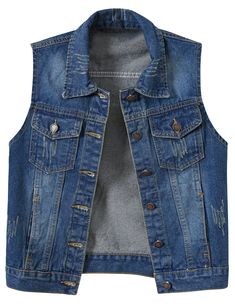 PRICES MAY VARY. Cotton&Polyester/Machine wash. Casual fit denim vest jacket, multi-color options. Lapel collar, single-breasted, solid color, sleeveless, armholes with pleats. 2 front buttoned flap chest pockets, 2 side pockets, 2 inner pockets. Perfect for daily casual, travel, outdoor, school, weekend, party, date and other casual occasions in all seasons. The brand "Locachy" is designed with simplicity, relaxing and comfortable, focus on providing more quality apparel.

Size Chart for Women' Jean Jackets For Women, Women Waistcoat, Sleeveless Jean Jackets, Womens Denim Vest, Ladies Vest, Denim Waistcoat, China Clothes, Crop Vest, Denim Vests