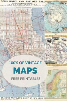 Free Printable Antique & Vintage Maps Free Clip Art Printables, Font Love, Map Crafts, Etiquette Vintage, Journal Making, Paper Works, World Maps, Free Printable Art, Printable Maps