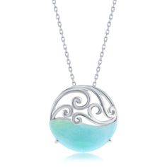 PRICES MAY VARY. OCEAN WAVE NECKLACE perfect for everyday wear or special occasions, as ocean themed jewelry. Our wave necklace for women is a dainty accessory to express your love of the ocean. For those who live near the beach, or would love to live near the beach, this necklace keeps the ocean close to your heart. EXQUISITE CRAFTSMANSHIP if you are an ocean lover and enjoy the beach life, show your love for the lifestyle with this wave inspired necklace. This wave charm necklace represents th Ocean-inspired Turquoise Round Pendant Necklace, Wave Jewelry, Pendants For Women, Larimar Necklace, Ocean Necklace, Wave Necklace, Larimar Jewelry, Gemstone Pendants, Beach Necklaces