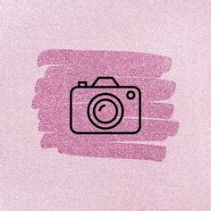 a pink background with a camera drawn on it