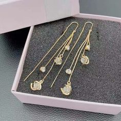 Material: Zircon Style: Simple Color: Ear Studs, Hanging Earrings Fashion Element: Chain, Geometry Dangle Crystal Alloy Earrings, Dangle Alloy Earrings With Ear Wire, Alloy Drop Earrings With Ear Wire, Needle Earrings, Hanging Earrings, Simple Colors, Ear Studs, Fashion Earrings, Geometry