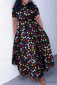 Lasaky - Casual Chic Print Patchwork Neckline Dresses Dress Night Out, Prom Dress Shopping, Exclusive Dress, Urban Dresses, Necklines For Dresses, Night Out Dress, Dressy Tops, Daily Dress, Sleeve Dresses