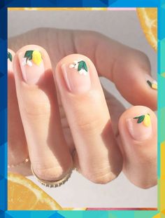 #granvillebarley1982 Lemon Nails, Pastel Nail Art, Fruit Nail Art, Cute Summer Nail Designs, Unghie Nail Art, Floral Nail Art, Cute Summer Nails, New Nail Art, Pastel Nails