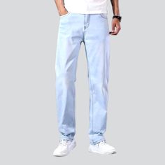 Introducing the 2023 Spring-Summer Collection: straight-fit casual jeans for men that embody established style with a modern twist. Featuring a elevated-waist. sanded finish and zipper & button closure. these jeans make the perfect statement piece for any causal outfit.Distinctive Features: Classic Style: A classic look with modern elements for the stylish gentleman. Sanded Finish: A smoothed wash for a unique. casual yet sophisticated look. Straight Fit: A sleek. simple fit that hugs your figur Modern Straight Hem Summer Jeans, Straight Five-pocket Jeans For Summer, Straight Five Pockets Summer Pants, Straight Jeans With Five Pockets For Summer, Casual Straight Fit Summer Jeans, Summer Straight Fit Denim Jeans, Summer Straight Pants With Five Pockets, Straight Fit Straight Pants For Summer, Straight Denim Blue Jeans For Summer